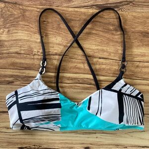 Trina Turk Teal and Black Bikini Women’s Swim Top
